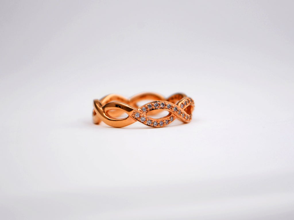 Rose Gold Pave Diamond Band For Sale 1