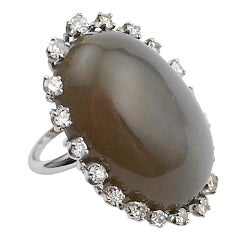 Gray Moonstone & Diamond Ring