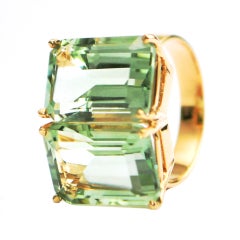 Rose Gold Green Amethyst Beryl Ring