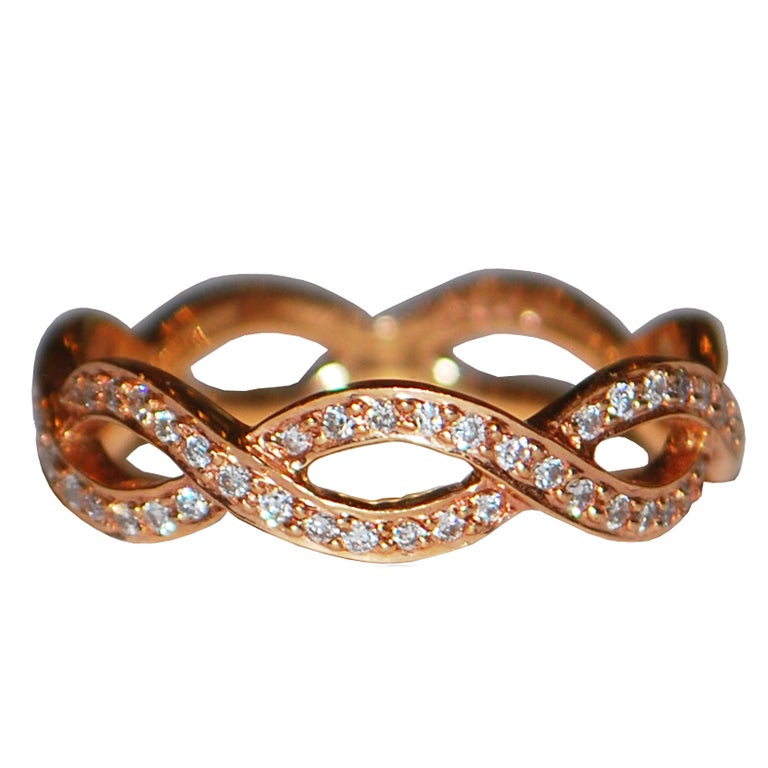 Rose Gold Pave Diamond Band For Sale