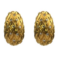 Gold & Diamond Clip On Earrings