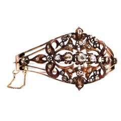 Georgian Rose Cut Diamond Gold & Enamel Cuff