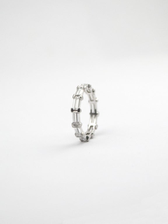 Straight baguettes diamond eternity platinum band