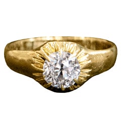 Vintage Old Mine Cut Diamond Gold Engagement Ring