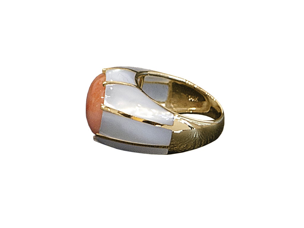 Coral and Mother of Pearl Ring