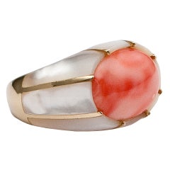 Coral and Mother of Pearl Ring