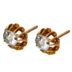 Antique Rose Gold Rose Cut Diamond Earrings