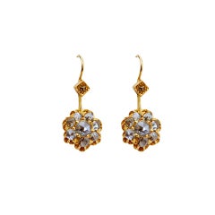 Victorian High Carat Gold Rose Cut Diamond Earrings