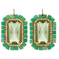 Emerald Cut Green Amethyst Earrings