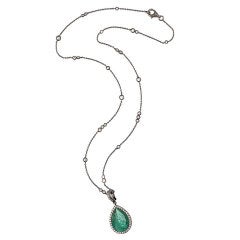 Emerald and Diamond Pear Drop Necklace