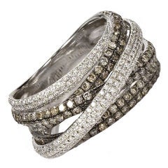 White Champagne Diamond Crossover Band Ring