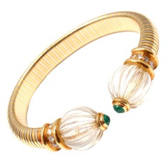 BOUCHERON Two-Tone Gold Diamond, Emerald, Rock Crystal Bracelet