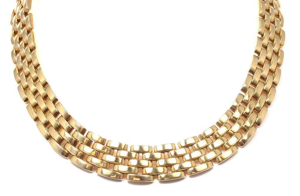 18k Yellow Gold CARTIER MAILLON PANTHÈRE 5 Row Yellow Gold Link Necklace, from 1980. This beautiful necklace comes with its original Cartier box. 

Details: 
Length: 16