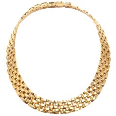 CARTIER MAILLON PANTHÈRE 5 Row Yellow Gold Link Necklace - 1980