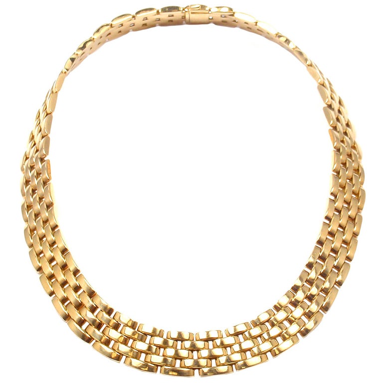 cartier maillon panthere five row yellow gold necklace