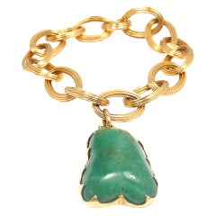 MARIO BUCCELLATI Jade Charm Yellow Gold Link Bracelet