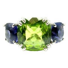 SEAMAN SCHEPPS Peridot & Iolite Three Stone White Gold Ring