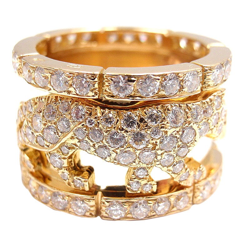 CARTIER "Walking Panther"  Diamond Yellow Gold Ring