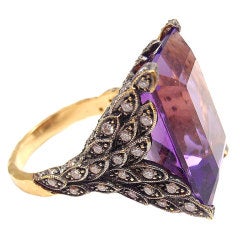 CATHY WATERMAN Gold Diamond Winged Amethyst Ring