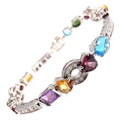 BULGARI "Allegra" Diamond & Gemstone White Gold Bracelet