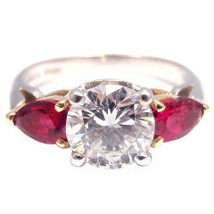 TIFFANY & CO. 1.33CT Diamond & Ruby Platinum Engagement Ring