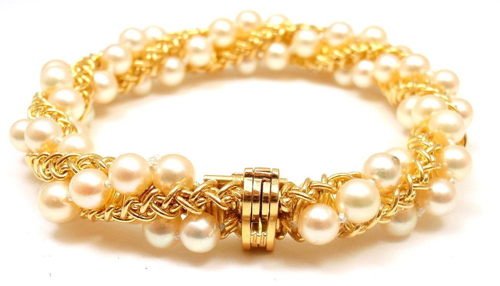 CARTIER  Pearl Wrapped Yellow Gold Bracelet 1