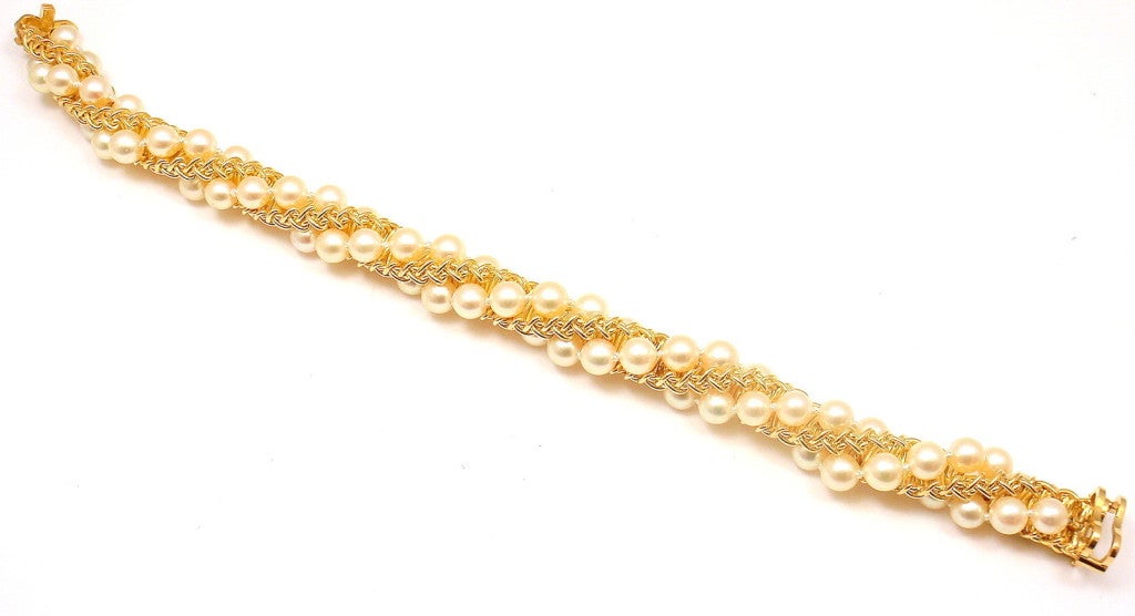 CARTIER  Pearl Wrapped Yellow Gold Bracelet 2