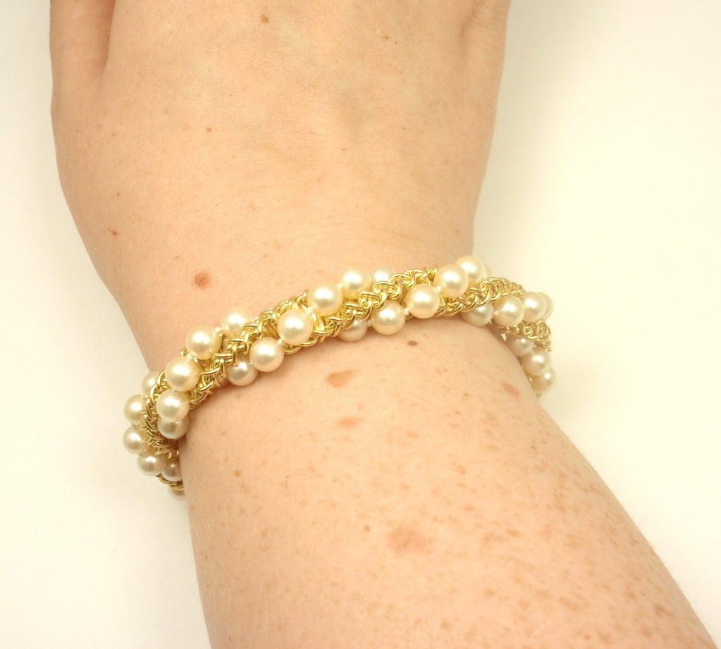 CARTIER  Pearl Wrapped Yellow Gold Bracelet 4