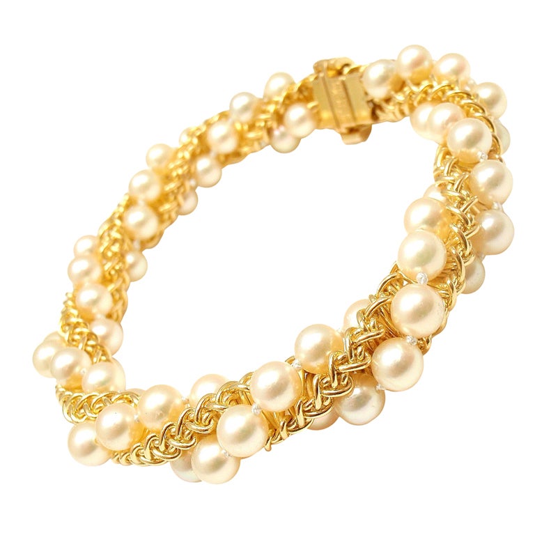 CARTIER  Pearl Wrapped Yellow Gold Bracelet