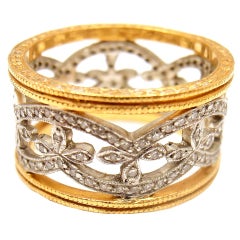CATHY WATERMAN Lacy Floral Diamond Ring in Platinum & 22k Gold