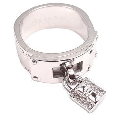 HERMES Diamond White Gold "H" Lock Ring