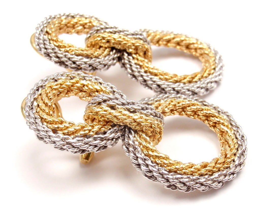 TIFFANY & CO Yellow and White Gold Rope Earrings 1