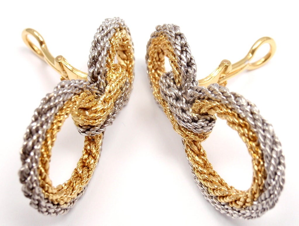 TIFFANY & CO Yellow and White Gold Rope Earrings 2