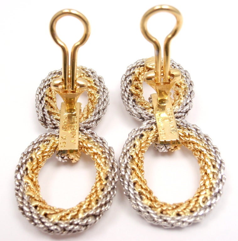 TIFFANY & CO Yellow and White Gold Rope Earrings 3