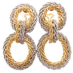 TIFFANY & CO Yellow and White Gold Rope Earrings