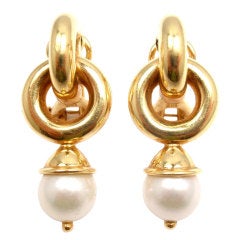 ELIZABETH LOCKE Pearl Yellow Gold Earrings