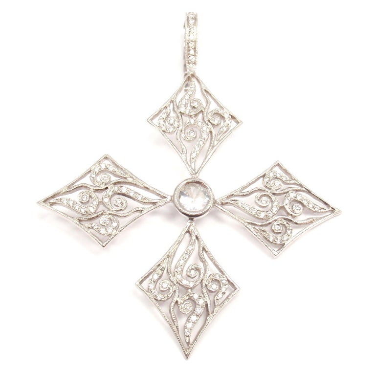 Women's CATHY WATERMAN 106 Diamond Cross Platinum Charm Pendant