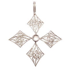 Used CATHY WATERMAN 106 Diamond Cross Platinum Charm Pendant