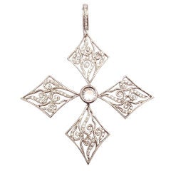 CATHY WATERMAN 106 Diamond Cross Platinum Charm Pendant