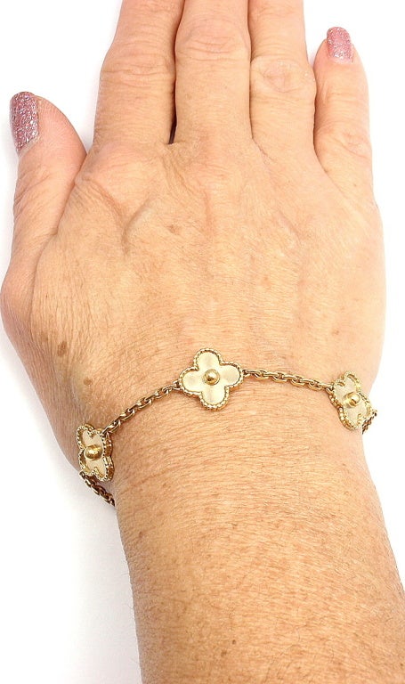 VAN CLEEF & ARPELS Alhambra Vintage 5 Motif Yellow Gold Bracelet 4
