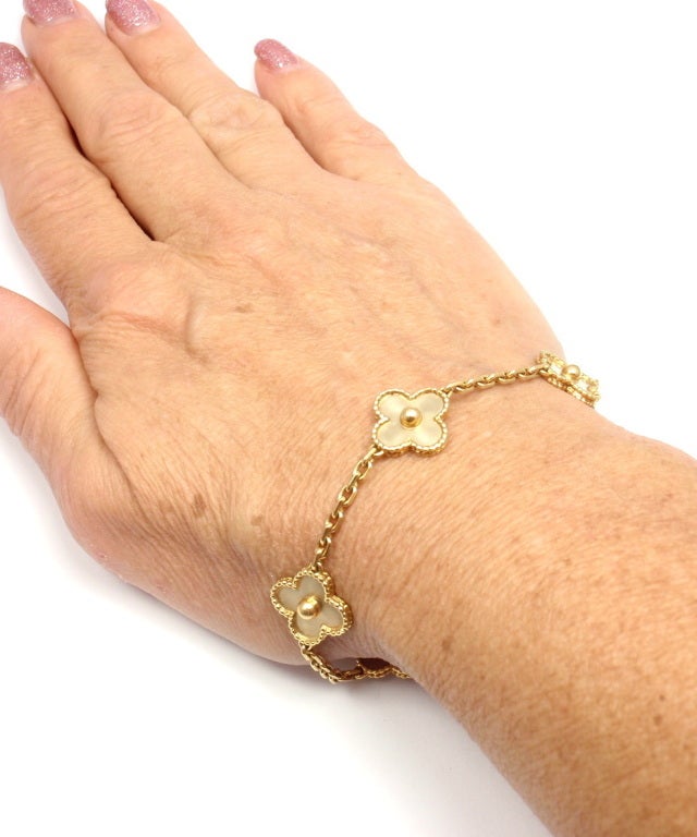 VAN CLEEF & ARPELS Alhambra Vintage 5 Motif Yellow Gold Bracelet 3
