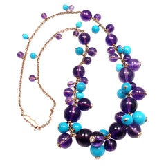 CARTIER Delices De Goa Diamond Turquoise Amethyst Gold Necklace