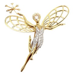 VAN CLEEF & ARPELS Diamond "Spirit of Beauty" Yellow Gold Brooch