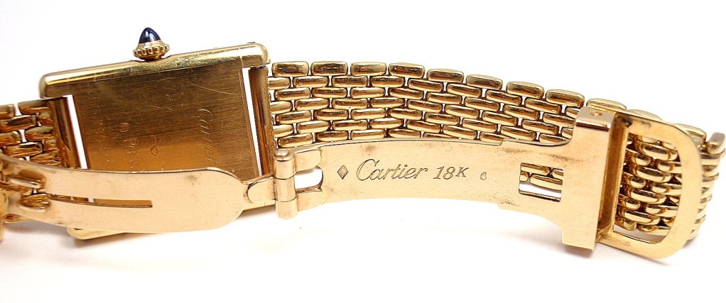 Women's or Men's CARTIER Yellow Gold Tank Wristwatch with Bracelet