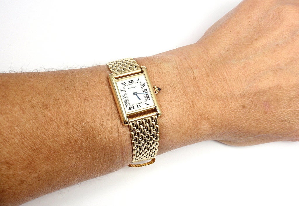 CARTIER Yellow Gold Tank Wristwatch with Bracelet 1