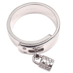 HERMES Diamond "H" Lock White Gold Large Ring