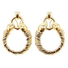 Retro CARTIER Panther Tri-Colored Gold Earrings