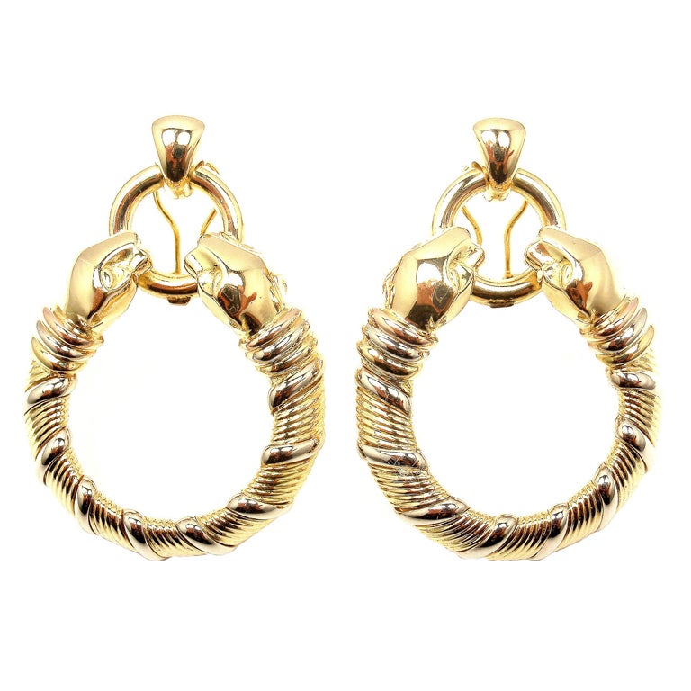 CARTIER Panther Tri-Colored Gold Earrings