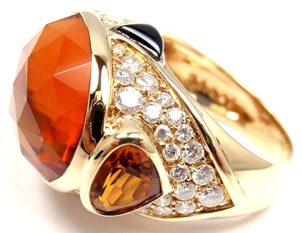 MARINA B Diamond Citrine Onyx Yellow Gold Ring