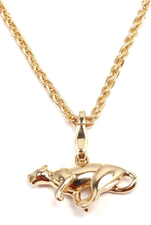 CARTIER Panther Pendant Link Yellow Gold Necklace 1